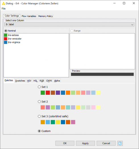 Konfiguration des Color Managers zur Einfärbung der Pflanzenart-Klassen (Screenshot: Andreas Meier)